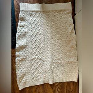 JEAN LOUIS FRANCOISE cable knit patterned mid-length viscose pencil skirt (S)